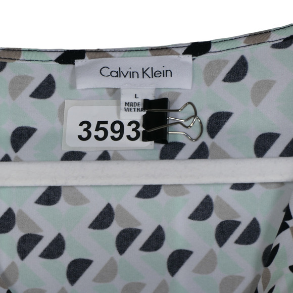 Calvin Klein Green Tunic Tank Top Womens Large Drape Neck Sleeveless Geometric - Picture 4 of 8